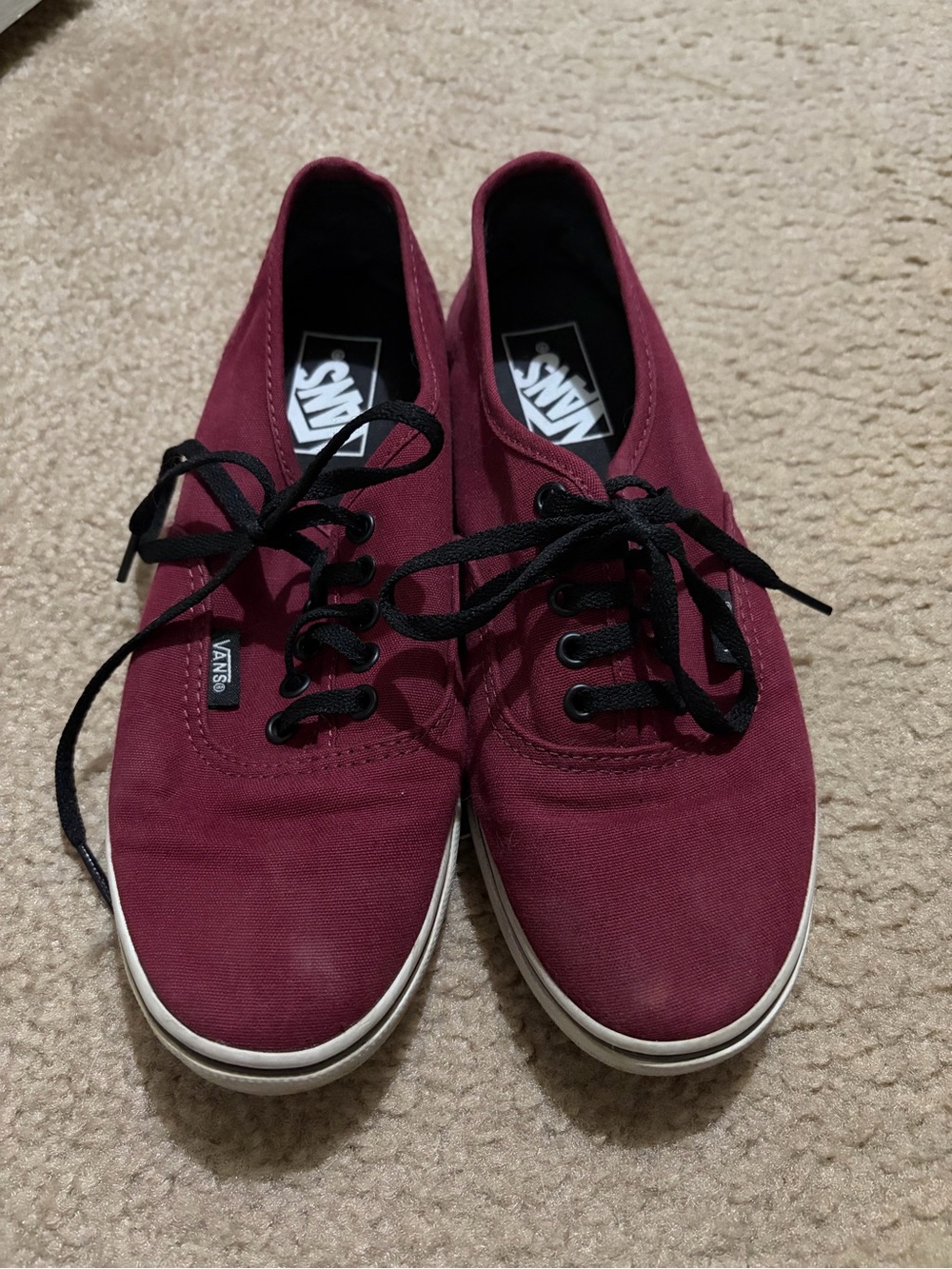Vans Low-Top Canvas Sneakers in Maroon.